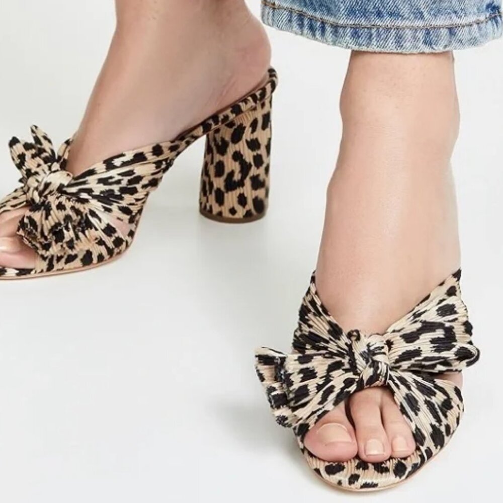 Loeffler Randall Penny Knotted Leopard Heeled Sandal sz 7.5